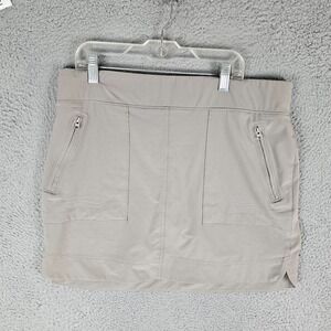 Athlete Skort Women's 12 Gray Stretch Zipper Pockets Elastic Waist Athletic Fit